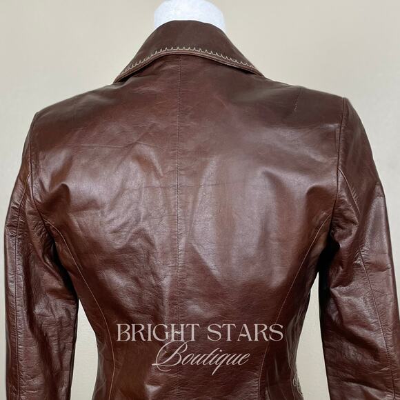 Rare Embroidered Leather Blazer Jacket ASO Lorelai Gilmore Phoebe Buffay Friends - Picture 11 of 11